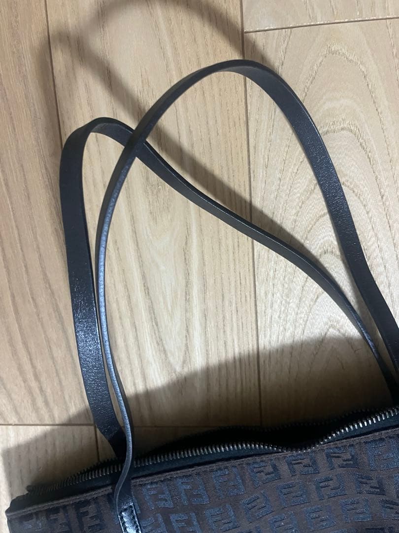 美品　FENDI ハンドバッグ ズッキーノ FF柄 ブラウン キャンバス
