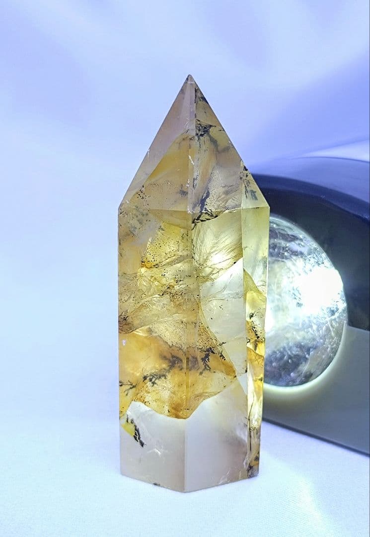 高品質　デンドリティック　ゴールデンヒーラー　共生　水晶　ポイント　六角柱