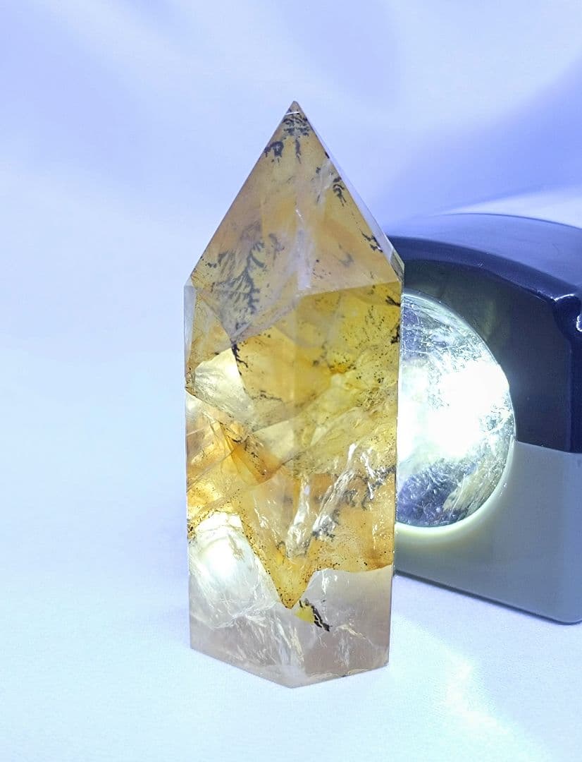 高品質　デンドリティック　ゴールデンヒーラー　共生　水晶　ポイント　六角柱