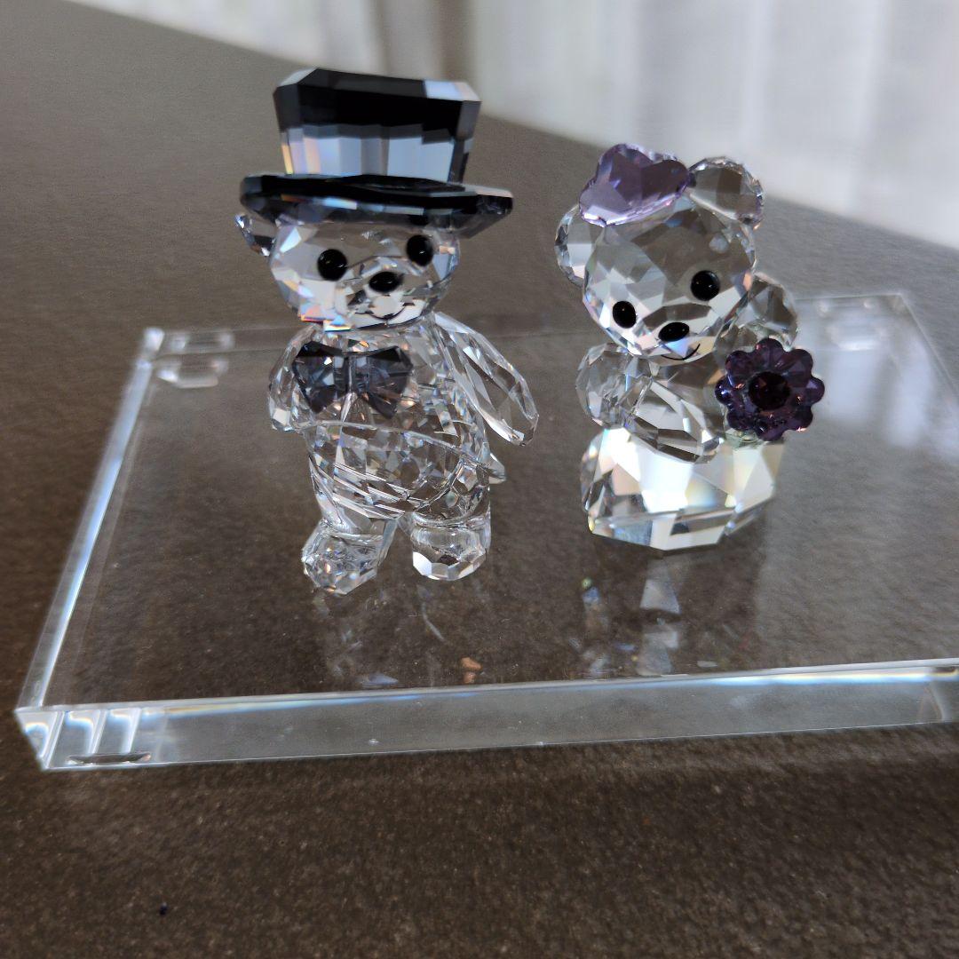 Swarovski クリスタルくま 2体セット　プレート付き