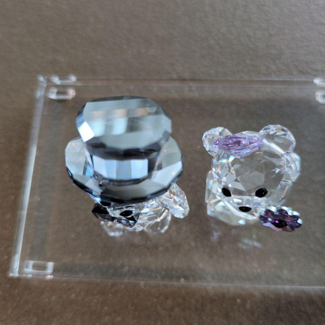 Swarovski クリスタルくま 2体セット　プレート付き
