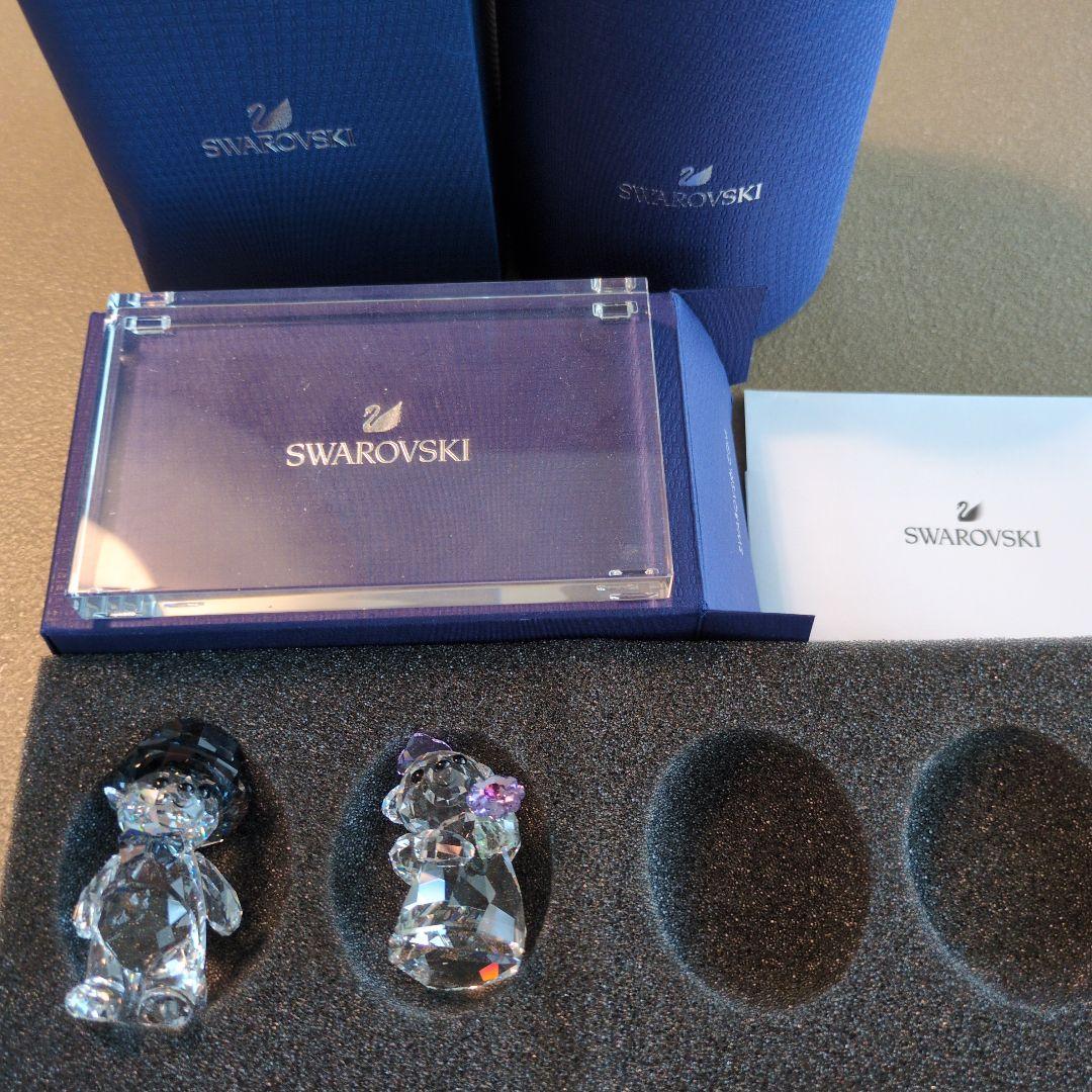 Swarovski クリスタルくま 2体セット　プレート付き