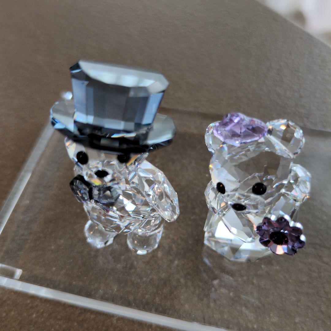 Swarovski クリスタルくま 2体セット　プレート付き