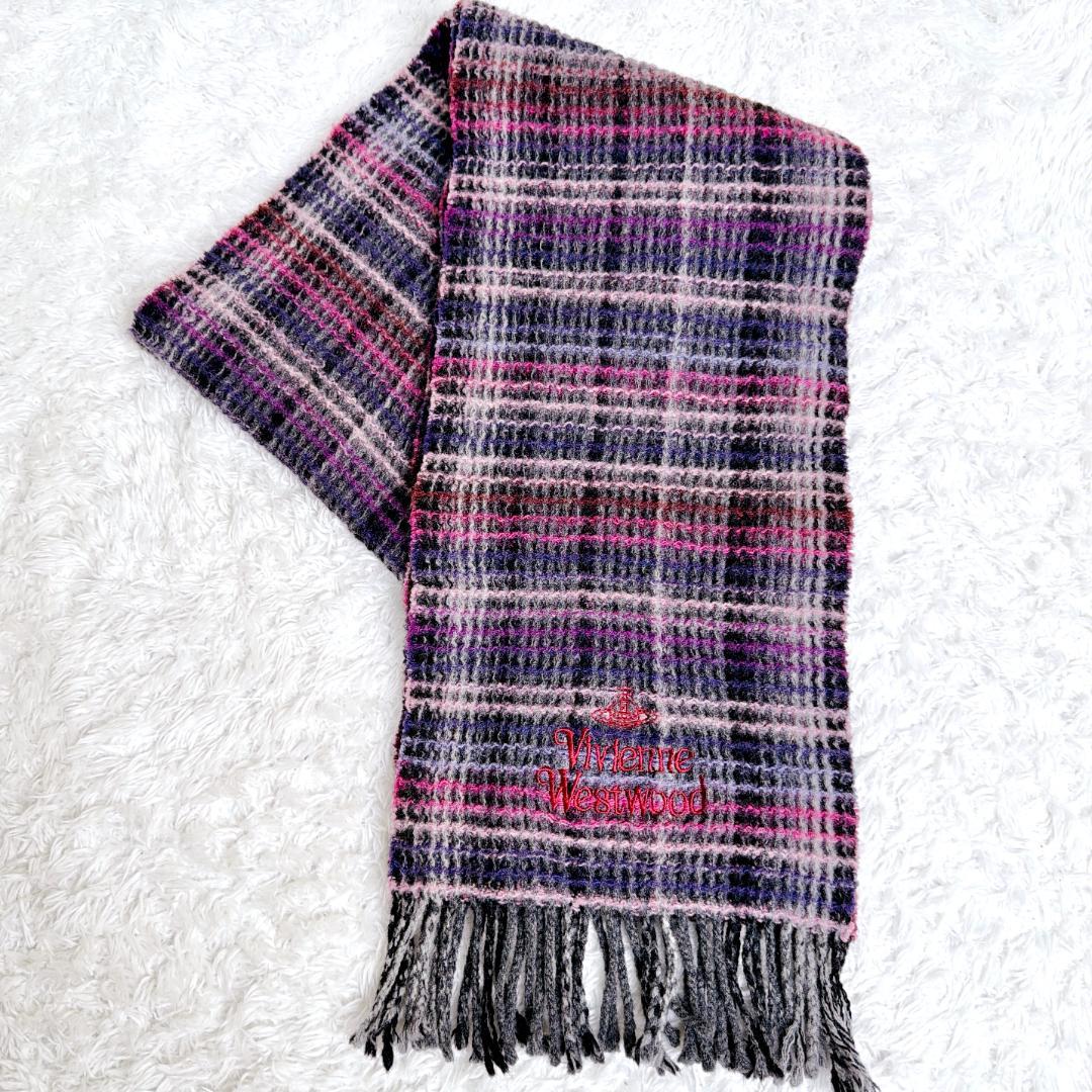 希少✨ Vivienne Westwood チェック オーブ マフラー ワッフル