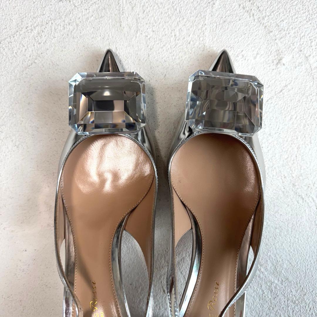 24SS ジャンヴィトロッシ JAIPUR SLING 宝石パンプス シルバー