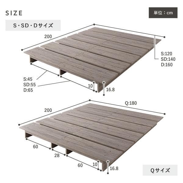 送料無料 ダブルベッド フレーム 保証・コンセント付き すのこ グレージュ
