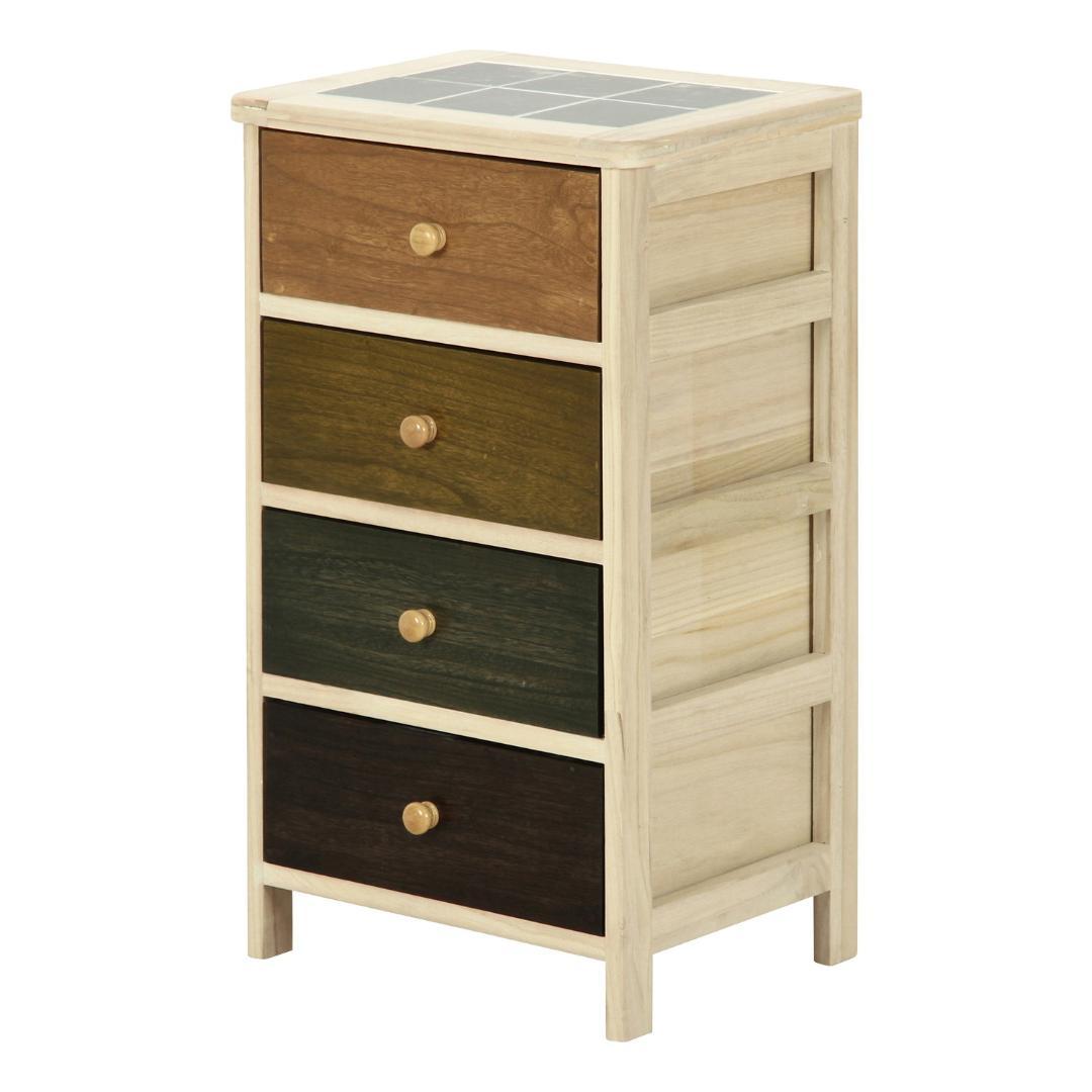 [新品]桐製 マルチカラフル4段ボックス 【015】