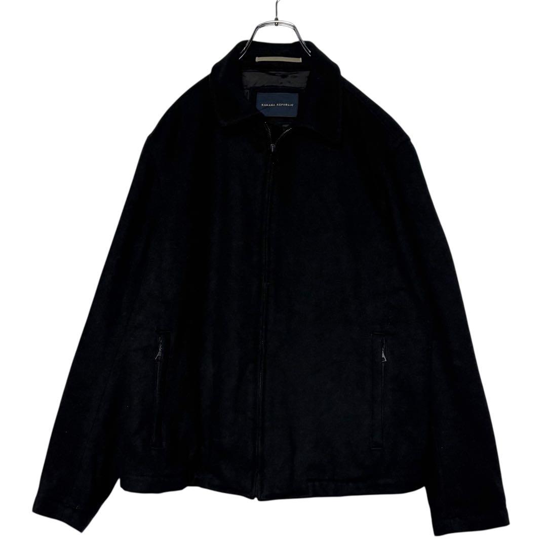 00sUSA古着バナナリパブリック ウールジャケット 黒 M ジップ短丈ブルゾン