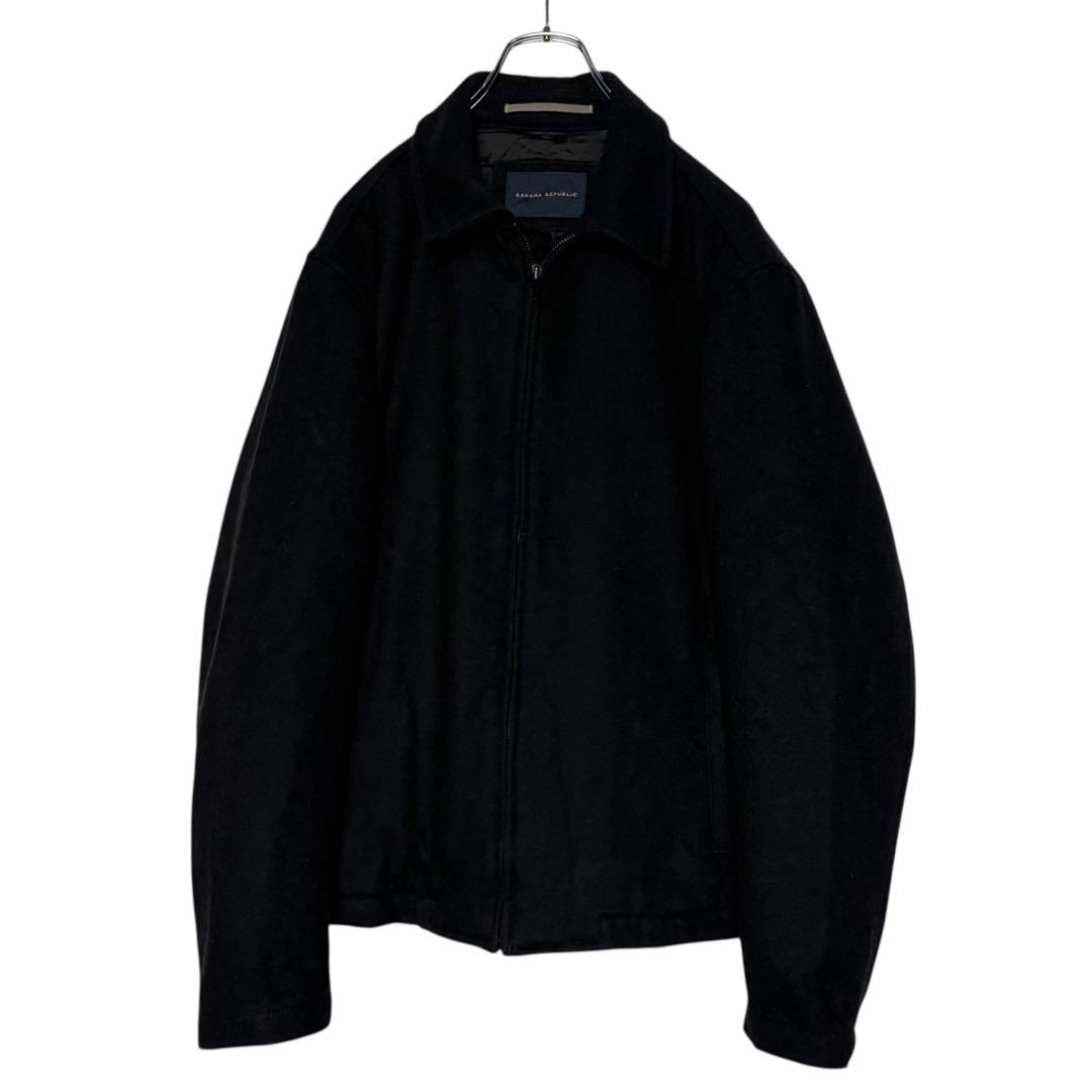 00sUSA古着バナナリパブリック ウールジャケット 黒 M ジップ短丈ブルゾン