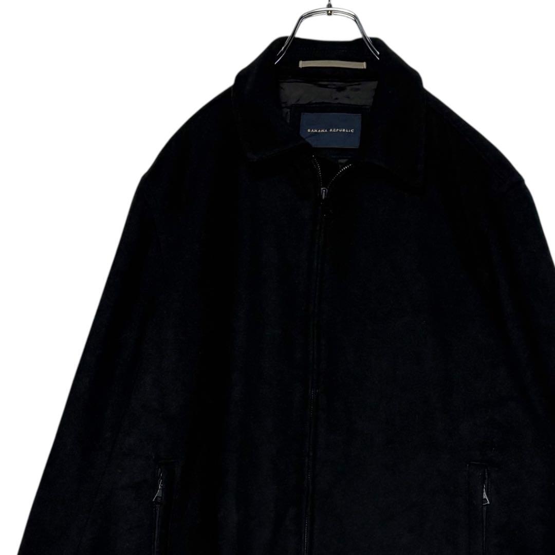 00sUSA古着バナナリパブリック ウールジャケット 黒 M ジップ短丈ブルゾン