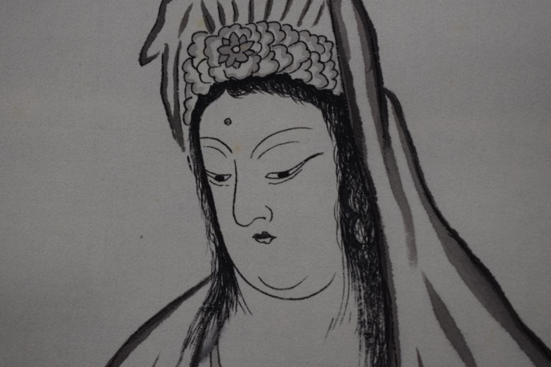 翠峰/観音図/般若心経/掛軸☆宝船☆Z-21　JM