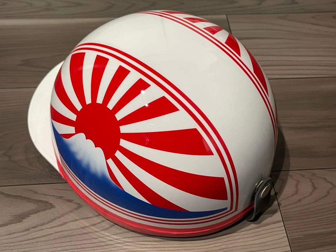 赤白 富士日章 コルク半 ヘルメット 旧車會 暴走族 三段シート