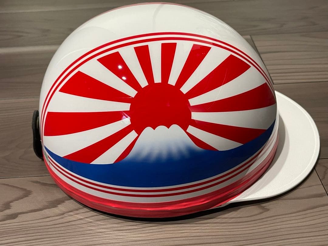 赤白 富士日章 コルク半 ヘルメット 旧車會 暴走族 三段シート