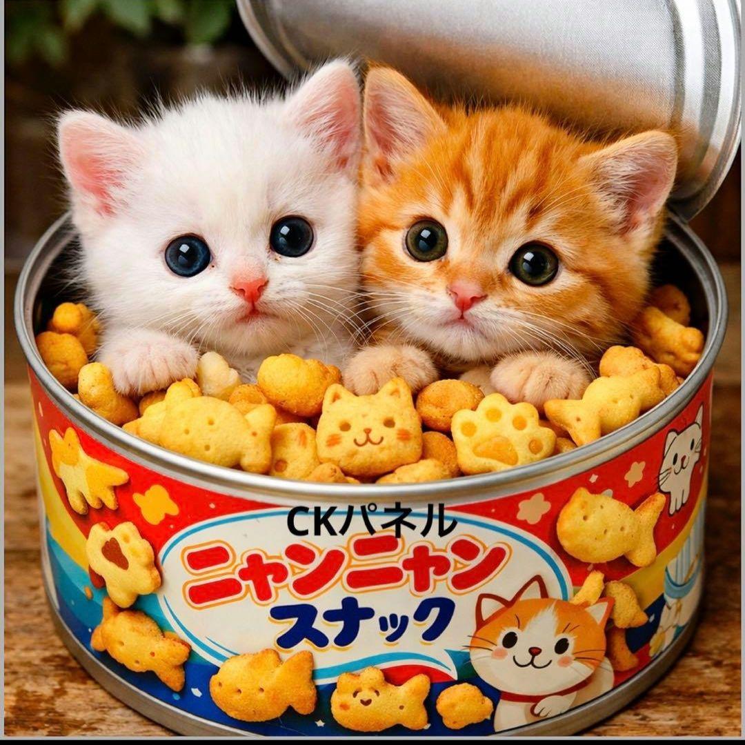 激レアねこビスケット缶パネル生地　ハンドメイド