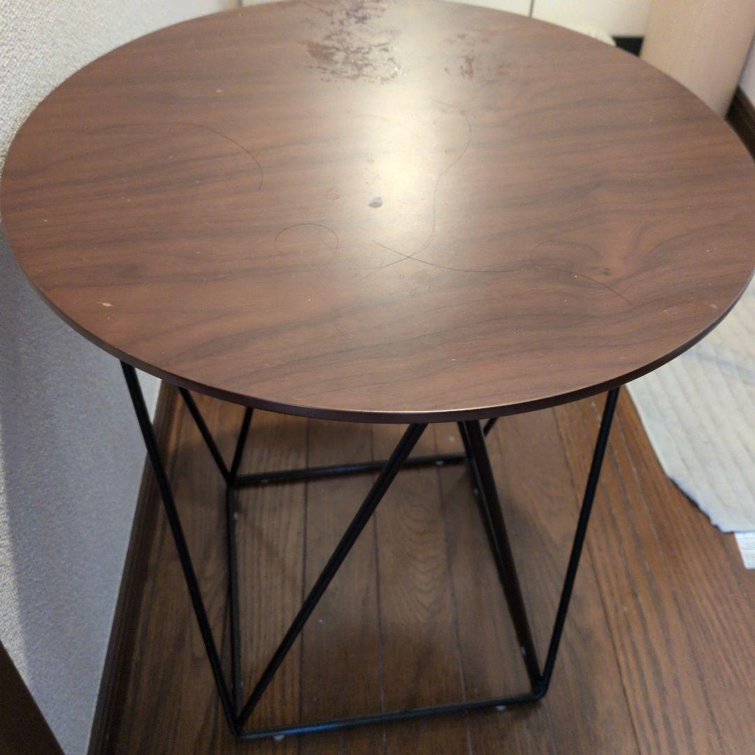 NITORI ダークブラウン 円形木製テーブル