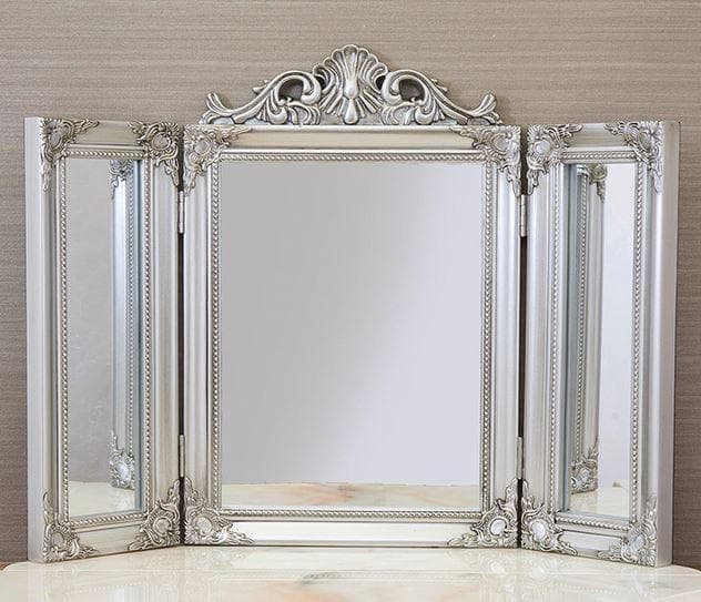 Newチャーチルウッド 三面鏡 シルバー ミラー ロココ 2514SV