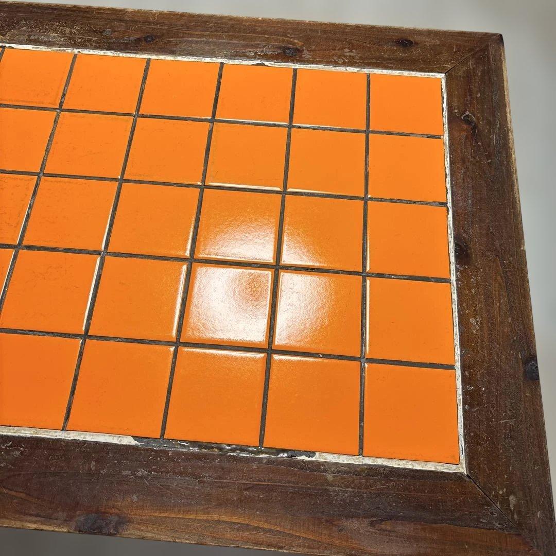 【used】アンティーク　ダイニングテーブル　オレンジタイル　ヴィンテージ