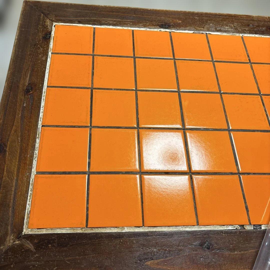 【used】アンティーク　ダイニングテーブル　オレンジタイル　ヴィンテージ