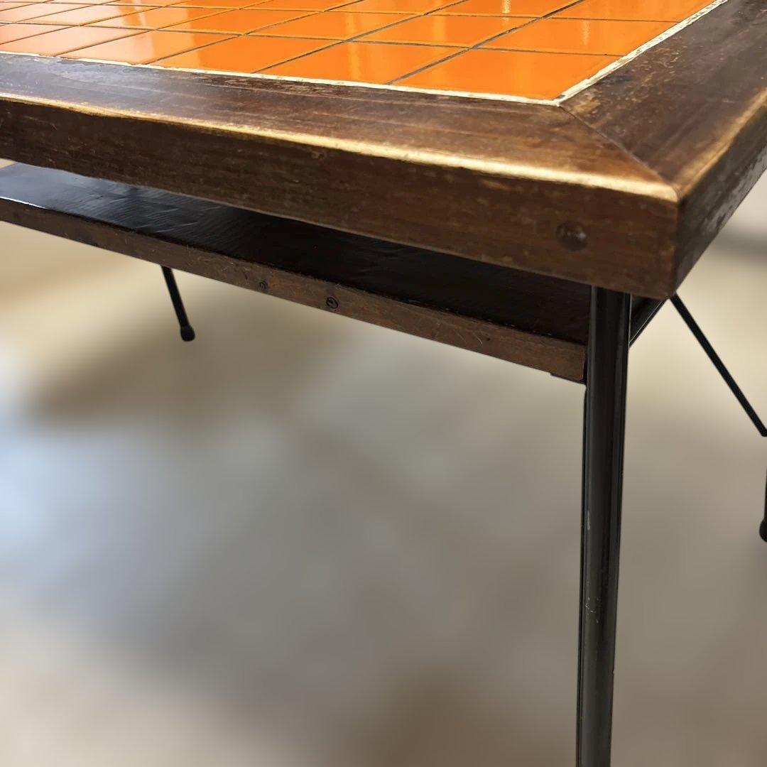 【used】アンティーク　ダイニングテーブル　オレンジタイル　ヴィンテージ