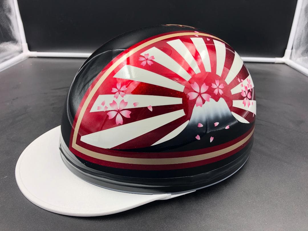 コルク半　カスタム　富士日章　三つボタン　ブラックホワイトレッド　桜　高級クリヤ