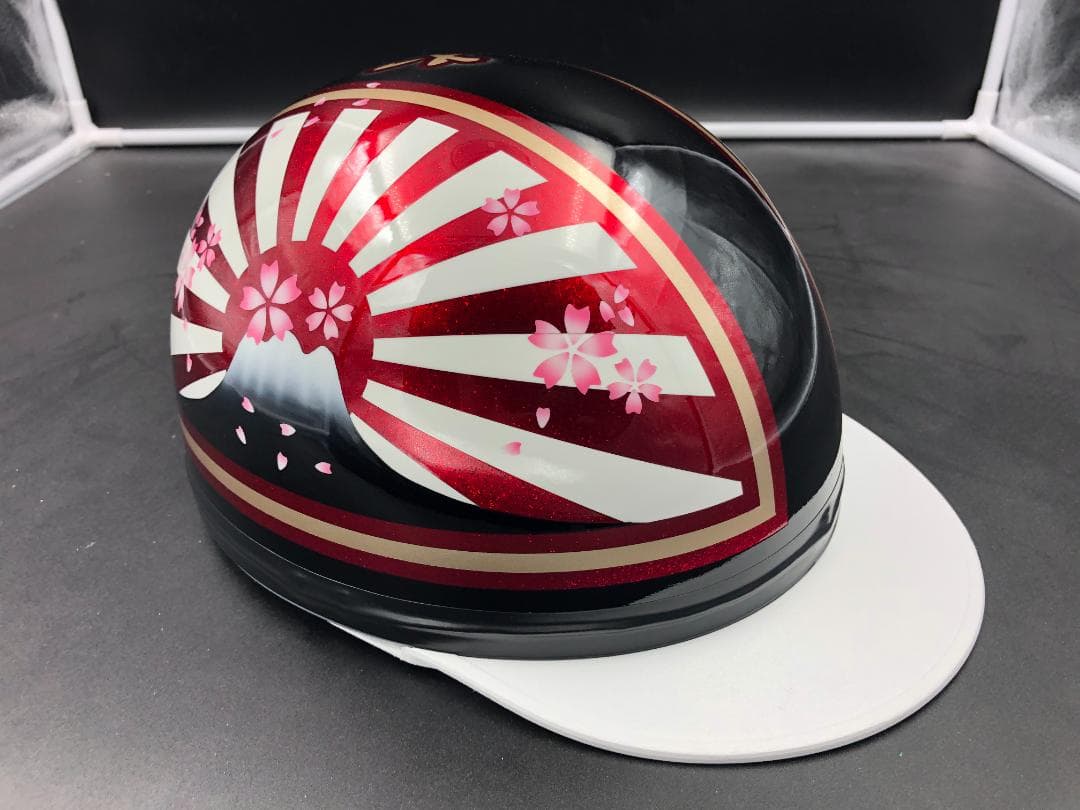 コルク半　カスタム　富士日章　三つボタン　ブラックホワイトレッド　桜　高級クリヤ