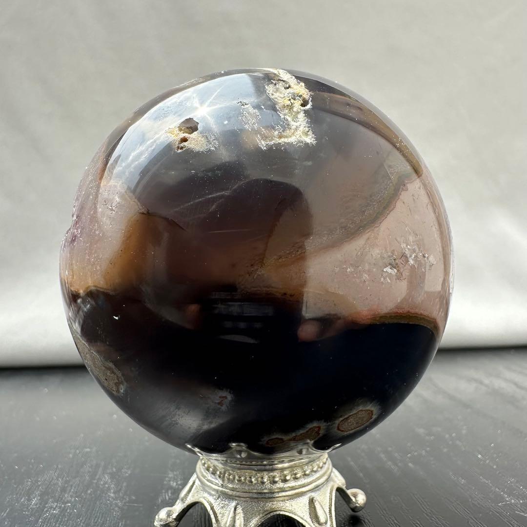 天然石アメジストの笑い口　置物　スフィアE.89