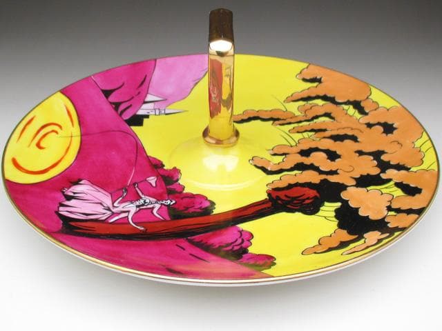 オールドノリタケ 釣り風景絵 サンドイッチプレート 24cm