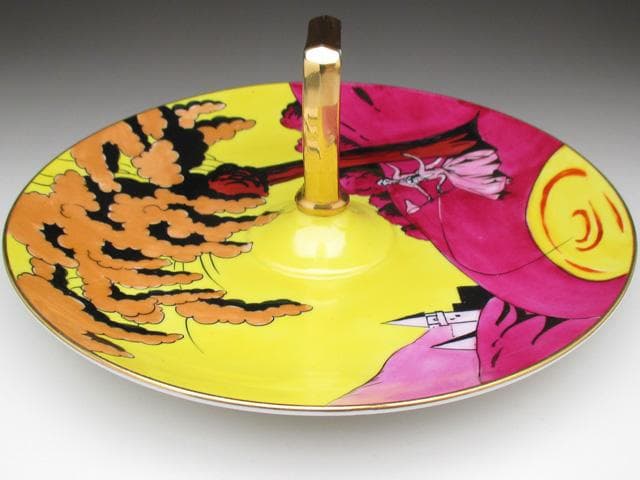 オールドノリタケ 釣り風景絵 サンドイッチプレート 24cm