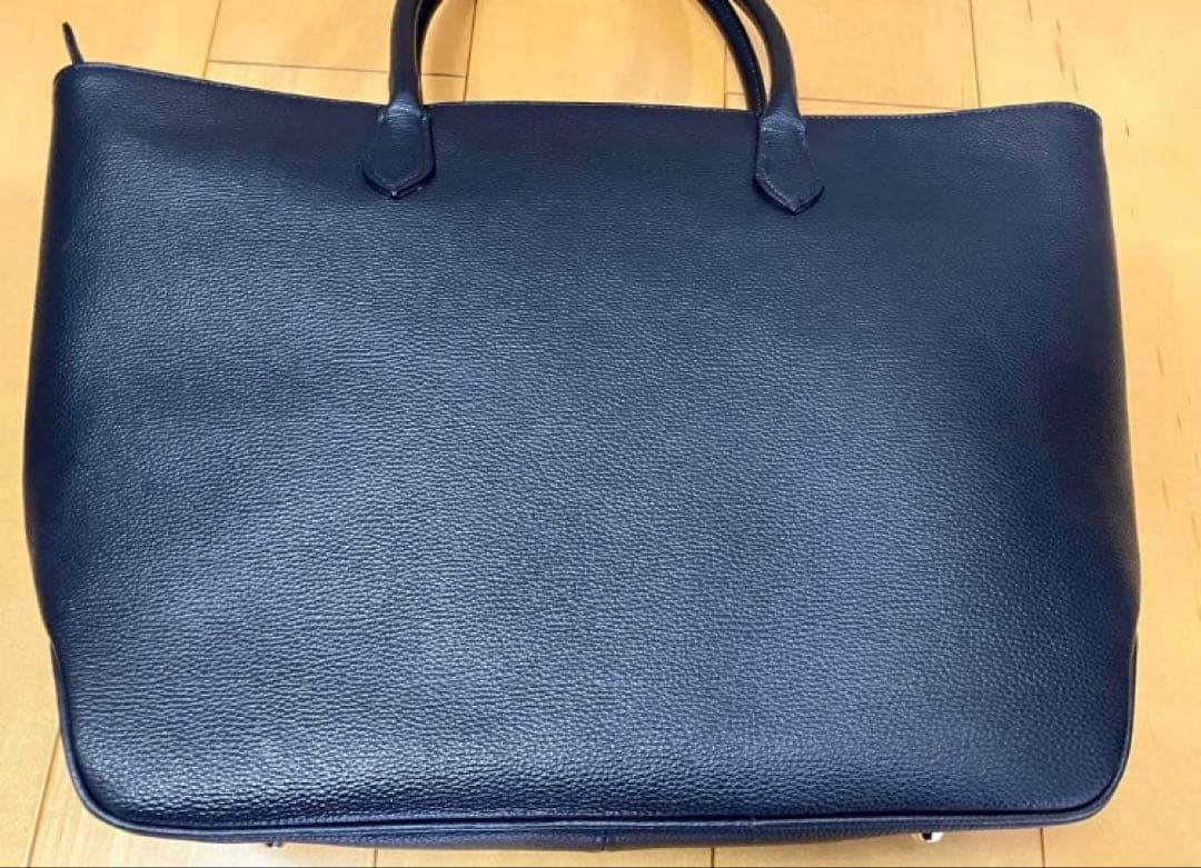【美品】バーニーズニューヨーク ネイビー レザー トートバッグ