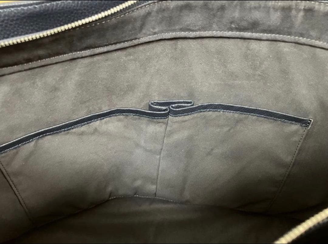 【美品】バーニーズニューヨーク ネイビー レザー トートバッグ