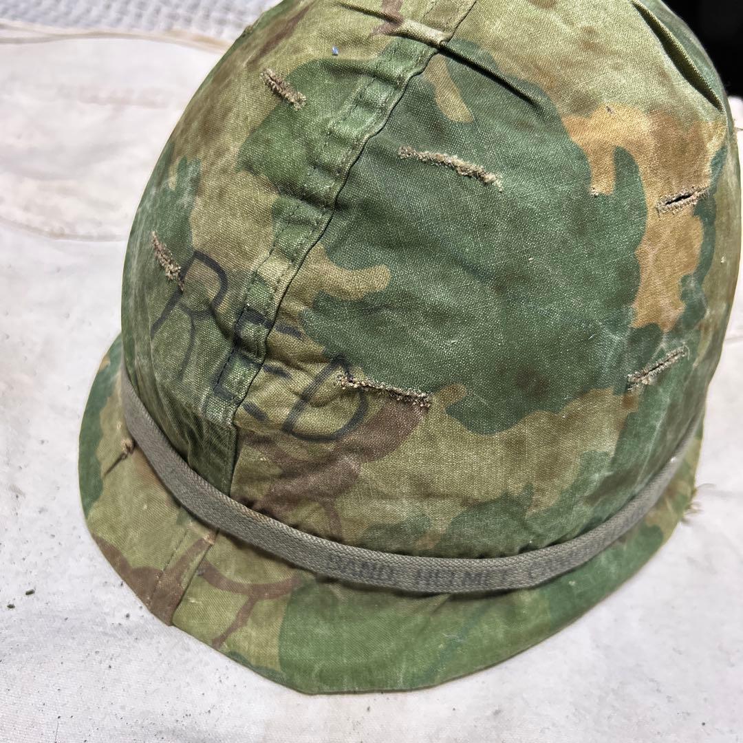 米軍実物 ナム戦 ヘルメットセット M1 ミッチェルカモ デッド汗止め付き