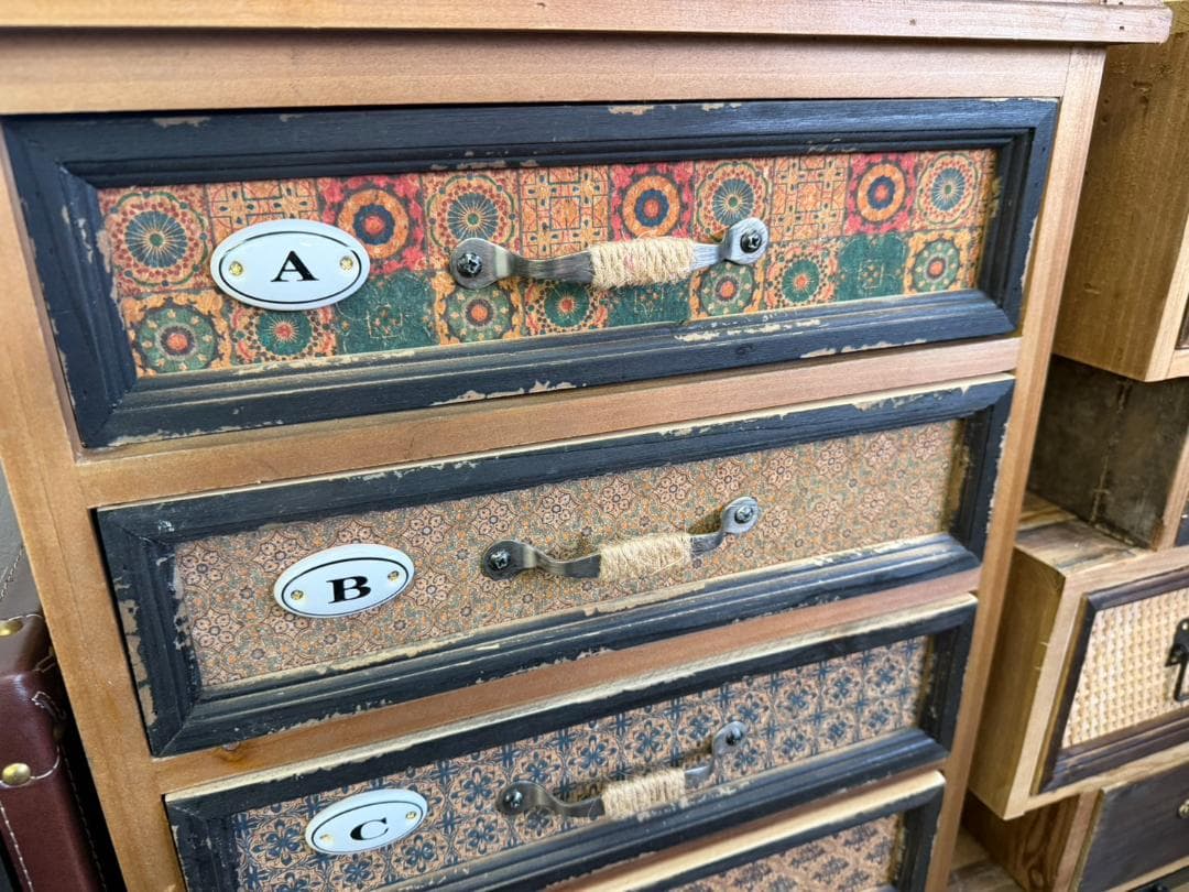 天然木　チェスト　引出　ラック　棚　レトロ　アンティーク　収納　インダストリアル