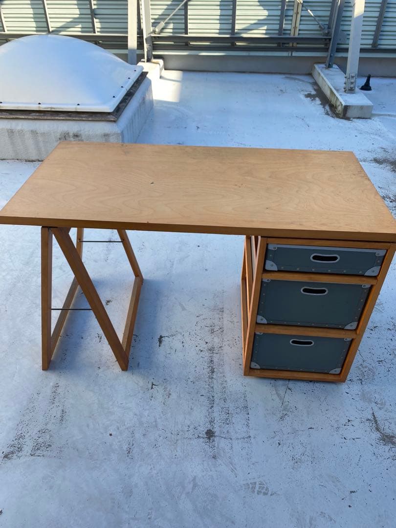 木製シンプルデスク 引き出し3つ付き