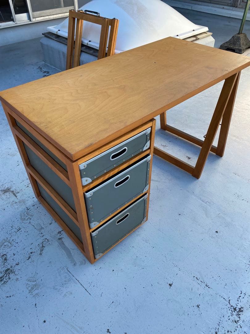 木製シンプルデスク 引き出し3つ付き