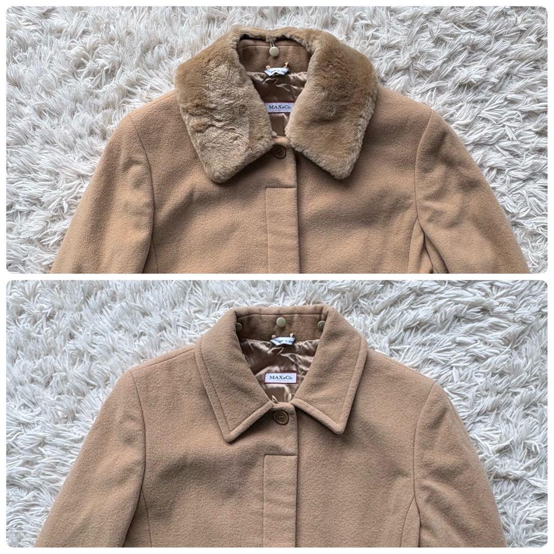 Max&Co ウールロングコート ファー付 伊製 大きいサイズ ベージュ 42