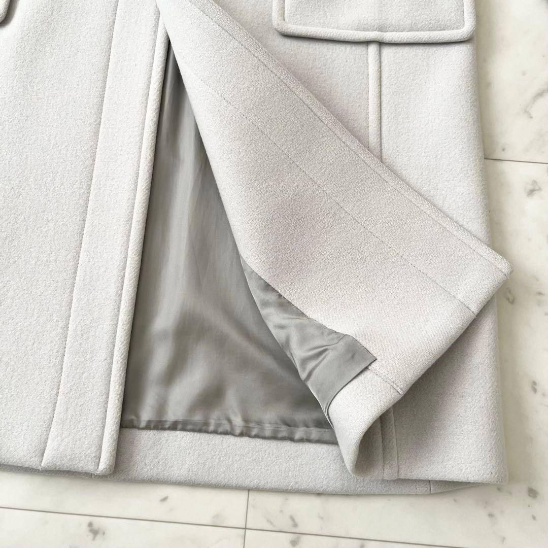 美品♪シップス　カシミヤ混　ブルーフォックス　ファーダッフルコート　ロング　S