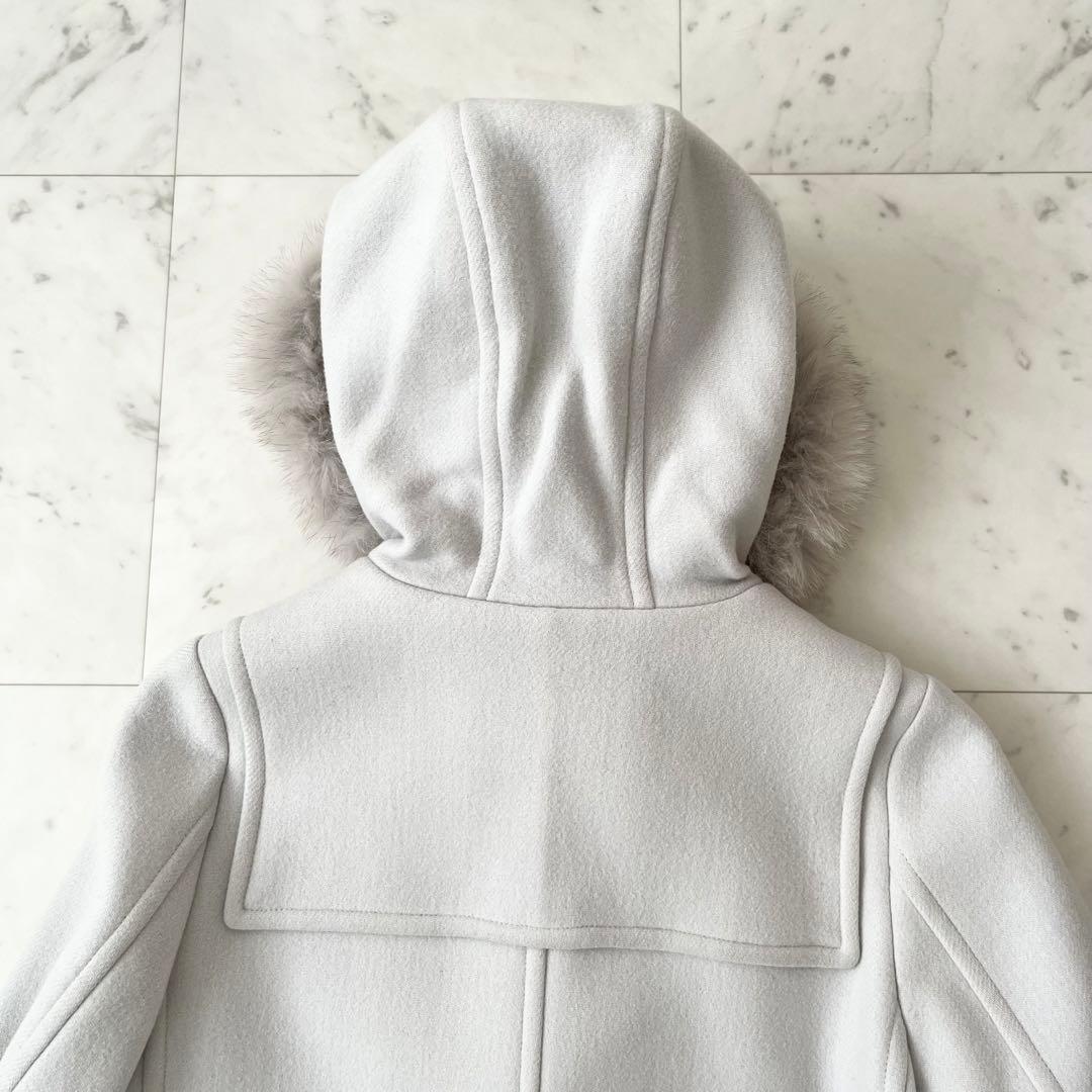 美品♪シップス　カシミヤ混　ブルーフォックス　ファーダッフルコート　ロング　S
