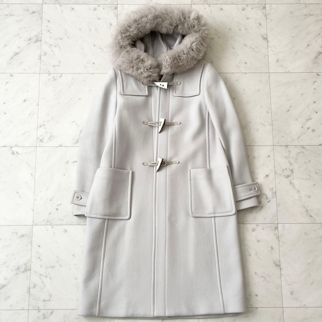美品♪シップス　カシミヤ混　ブルーフォックス　ファーダッフルコート　ロング　S