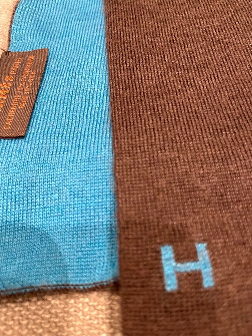 美品 エルメス マフラー アレルトゥール リバーシブル カシミアシルク