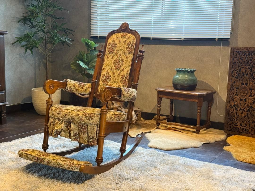 ロッキングチェア　ソファ　ゴブラン模様　アームチェア　ゆり椅子　ソファ　SZ