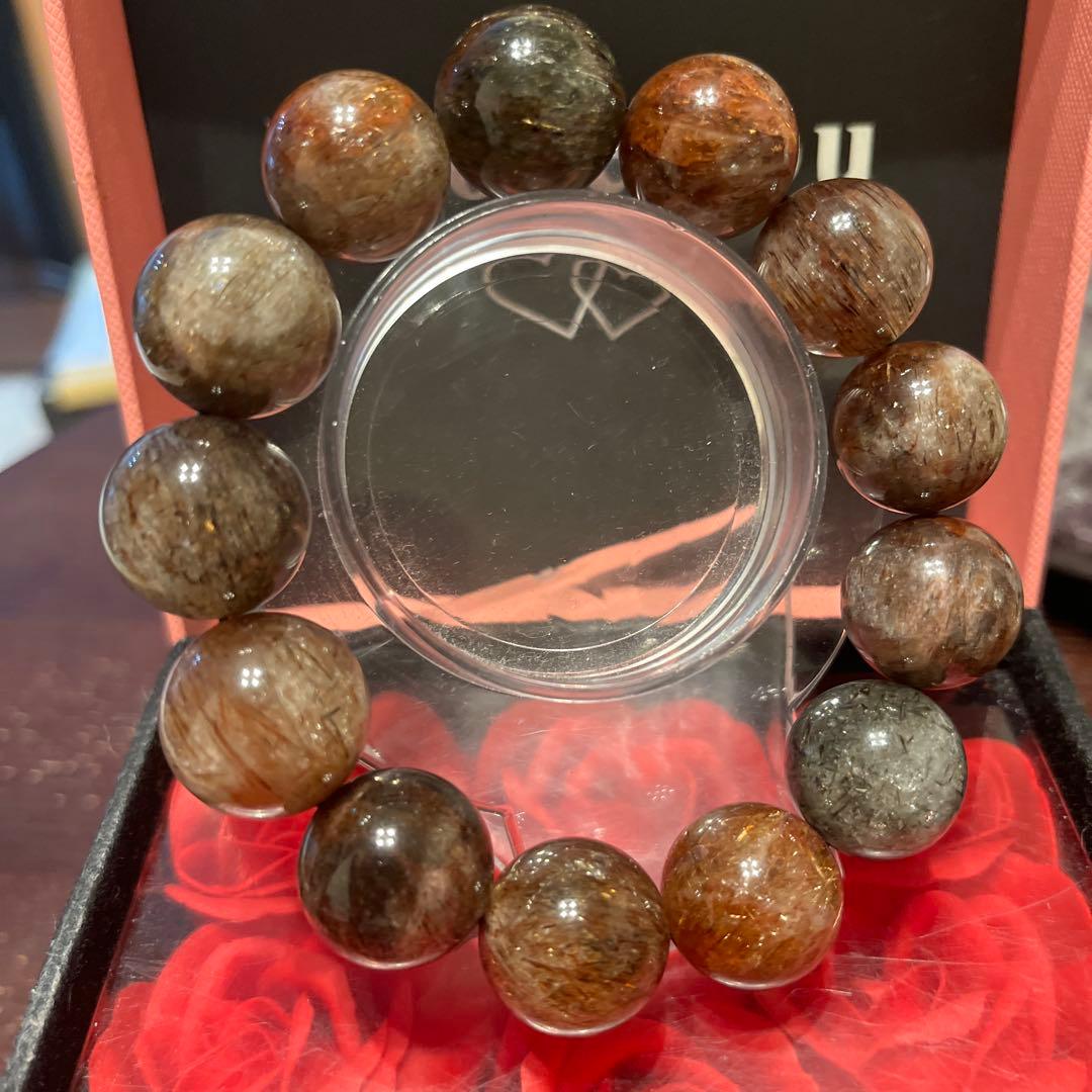 天然石ブレスレット　フォーリエテッドマイカインクォーツ　超大玉　18ミリ