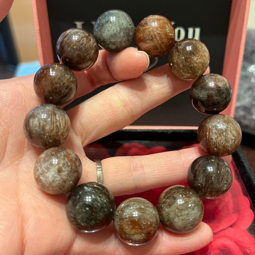 天然石ブレスレット　フォーリエテッドマイカインクォーツ　超大玉　18ミリ