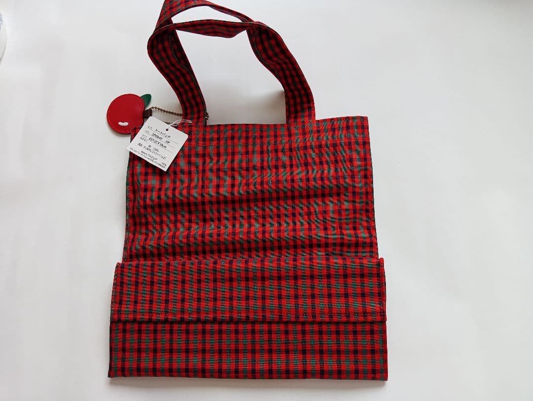 「こまつ」familiar 赤・緑チェック トートバッグセット