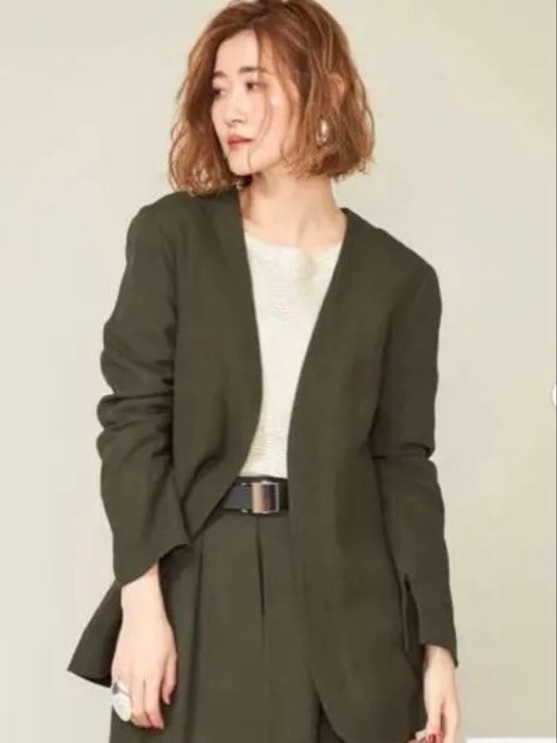 2点セット コンテ conte ペーパー ジャケット タックパンツ 辺見えみり