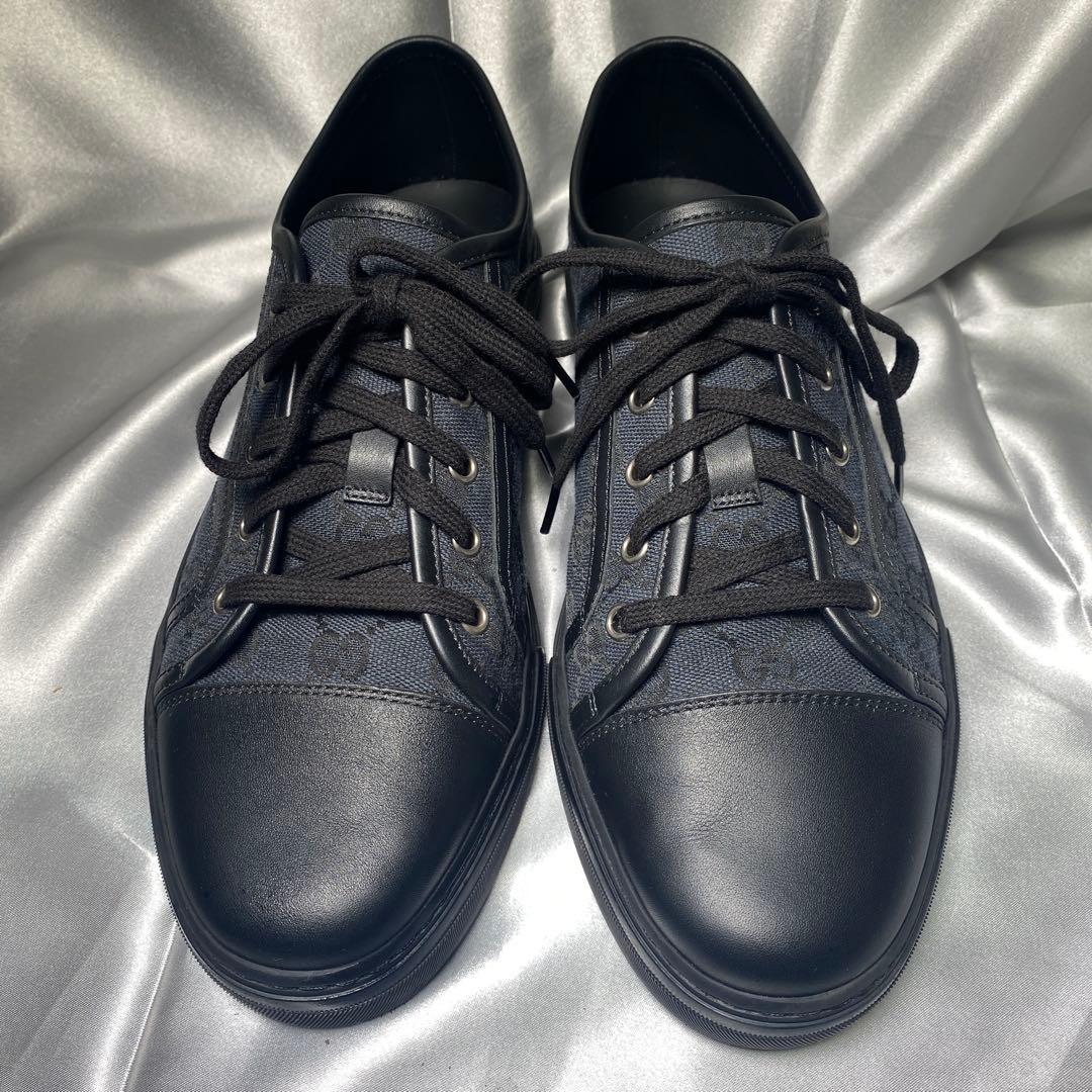GUCCI グッチ　28cm スニーカー GGキャンバス ネイビー ブラック 黒