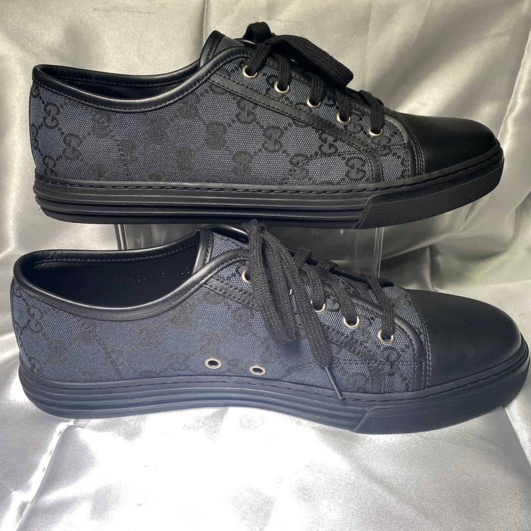 GUCCI グッチ　28cm スニーカー GGキャンバス ネイビー ブラック 黒
