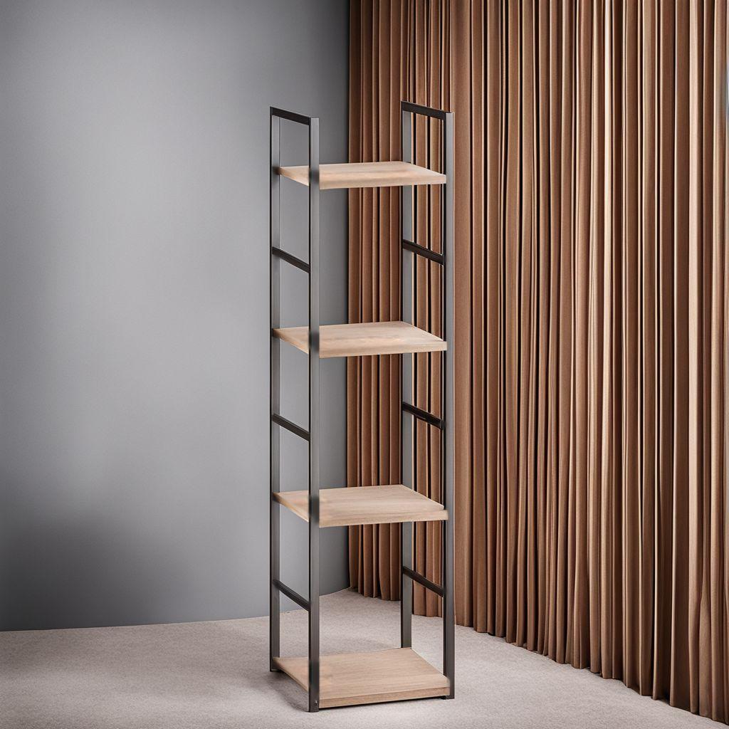 スリム収納　4段棚　収納ラック　木製棚　スリムデザイン