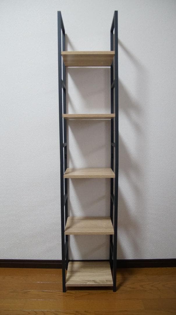 スリム収納　4段棚　収納ラック　木製棚　スリムデザイン
