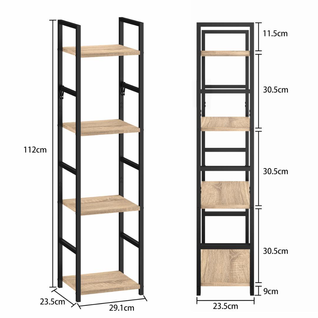 スリム収納　4段棚　収納ラック　木製棚　スリムデザイン