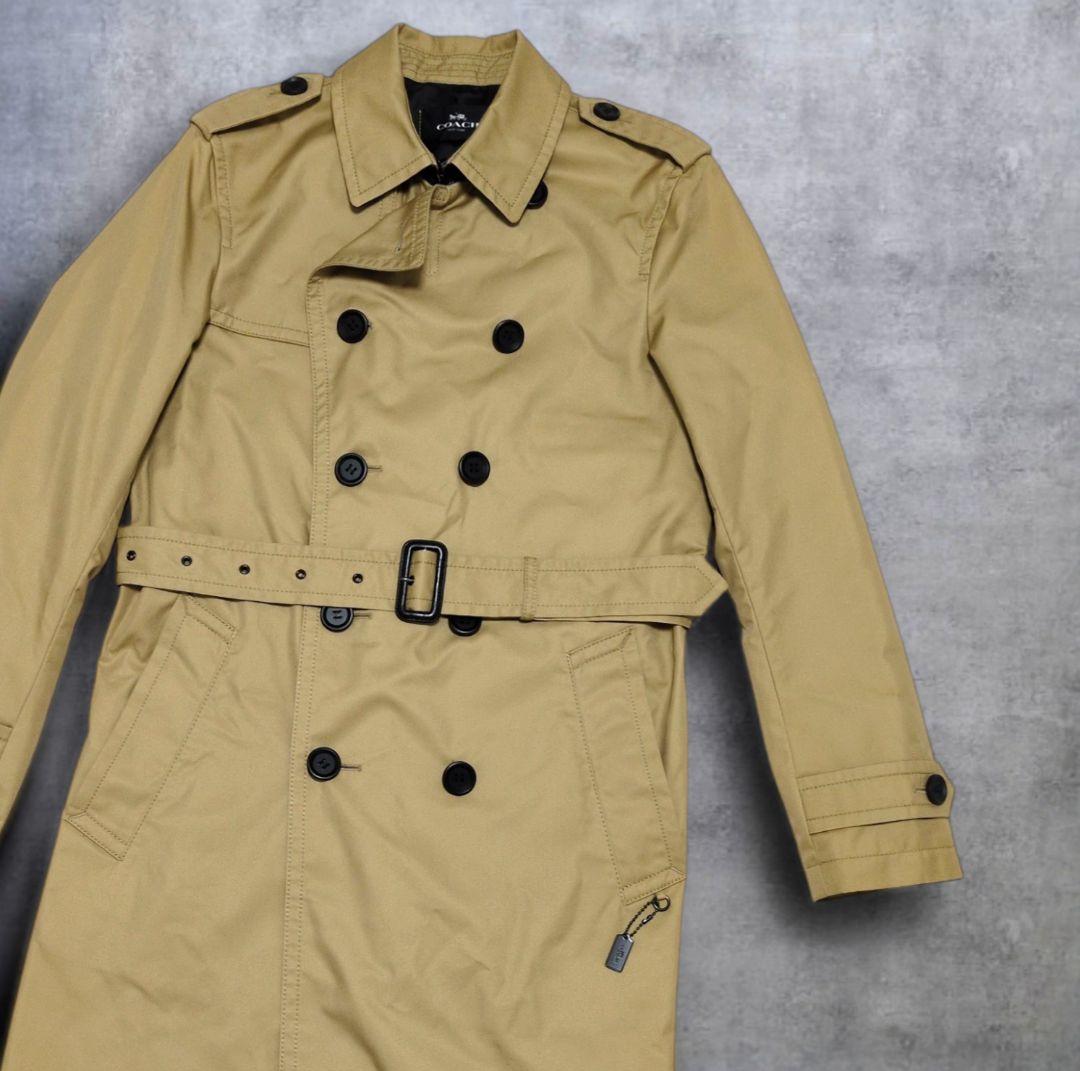 極美品✨ COACH トレンチコート レザー切り替え　ダブル　チャーム付き